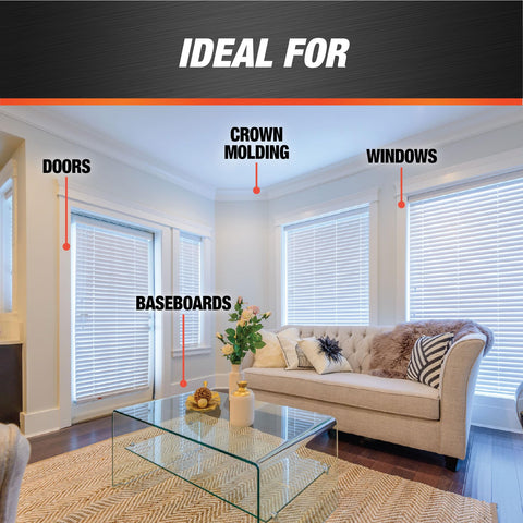 Living room with labeled areas for Painter's Acrylic Latex Caulk White 10.1 Oz All Purpose Sealant for interior use.