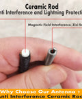Close-up of ceramic rods explaining anti-interference features in Six And Three Quarters Inch Rubber Antenna Replacement For Ford Explorer 2011 To 2019