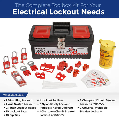 All-In-One Electrical Lockout Tagout Kit For Quick, Safe Power Down On The Go, Portable Black Lockout Set With All Essentials