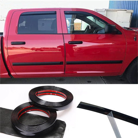 16 ft glossy black automotive molding trim, 1 in wide, for bumper, window, and door; universal vinyl, scratch-proof.