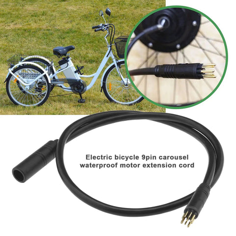 9 Pin Electric Bike Motor Extension Cable Female To Male Connector For Front Or Rear Hub Waterproof E Bike Wire 600mm Length Versatile Ebike Plug And Play Accessory For Smooth Motor Power And Easy Installation
