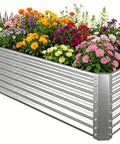 Tall Galvanized Raised Garden Bed Kit For Outdoor Patio 6x3x2ft Deep Root Planter Boxes No Bend Elevated Metal Garden Beds filled with flowers