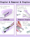 Purple Desk Organizer Set 12 Pieces With Tape Dispenser Stapler Staples Staple Remover Pen Holder Scissors Ruler Sticky Tabs Tape