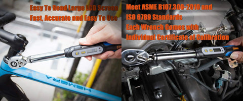 Digital Torque Wrench Three Eighths Inch Drive Measures Peak Torque With LCD Display Pro Grade Calibrated Compact Tool For Peak Readings From Two Point Two To Sixty Two Point Seven Foot Pounds Socket Set Included Peak Torque Readings Only in bike and car engine contexts