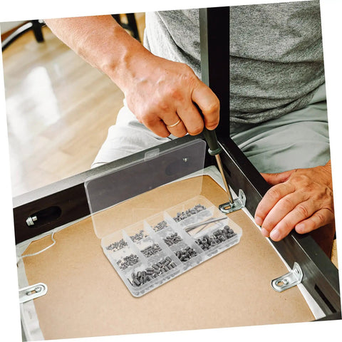 Person using a screwdriver with 400 Piece Metric Set Screws Assortment Kit With M3 M4 M5 M6 M8 Pointed Head Fixing Screws