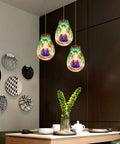 Plug In Pendant Light With Cord E26 E27, Handblown Colorful Glass Pendant Lighting For Kitchen Island, Modern Chrome Finish