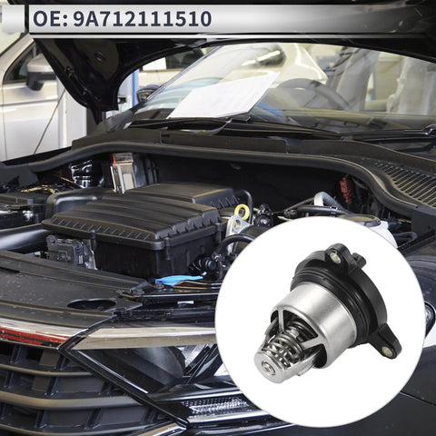 Straight Up Inner Thermostat And Coolant Housing Assembly For Audi A6 A7 Q8 2019 To 2022 engine temperature regulator, under hood view.