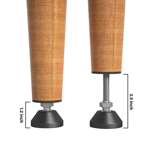 Beefy Heavy Duty Furniture Levelers With Nut Kit Adjustable Feet for tables and cabinets, showing height adjustability.