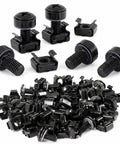 60 Pack M6 Rack Screws And Square Cage Nuts Straight Up Heavy Duty Carbon Steel Fasteners With Nylon Washers No Fuss Server Cabinet Hardware. M6 screws and nuts in black. 6 by 20 mm size.