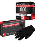 Black Nitrile Disposable Gloves 5 Mil Thick Large Textured Latex Free Food Safe 10 Boxes Of 100 Durable Grip For Kitchen Medical Lab