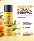 Beeswax Furniture Polish Spray 2 Pack 15.2 Oz Dry Touch Formula For Sealed Wood Glass And Stainless Steel Fast Drying Multi Surface Home Hero in yellow can with natural ingredients.