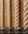 Thick 1.2 Inch Hemp Rope 100 Feet Twisted Manila Style for Tug of War, Outdoor Porch Swing, Railing, Nautical Decor shown in size comparison