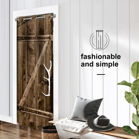 Rustic Barn Wood Door Curtains For Doorways With Grommets And Thermal Insulation Cozy Privacy Blackout Curtain For Kids Bedroom