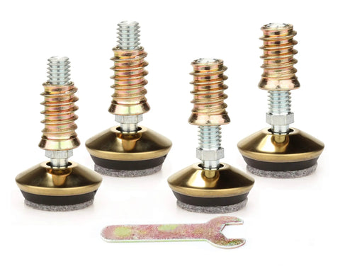 Swivel Furniture Levelers Kit Adjustable Heavy Duty Leveling Legs for Tables Chairs Cabinets With Felt Pads 4 Pack 34mm D Golden Finish