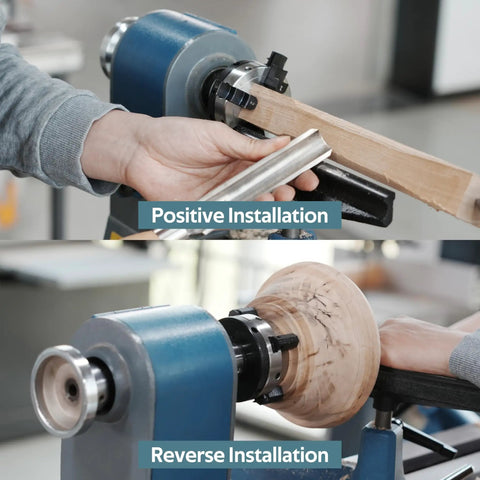 Straight Shooter 3 Inch Wood Lathe Chuck Featuring 4 Reversible Jaws With Self Centering Action for Positive and Reverse Installation.