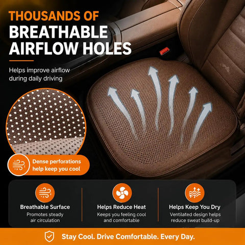 Stylish Leather Car Seat Cushion For Mini Roadster And Countryman featuring breathable perforated surface showing airflow design.