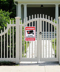 2-Pack No Trespassing Signs For Private Property Outdoor Use With Video Surveillance Icon 2025 Version 10x7 on a white gate