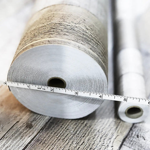 Close-up of Wood Grain Peel And Stick Contact Paper 17.3 Inch By 1200 Inch, showing roll texture and size measurement