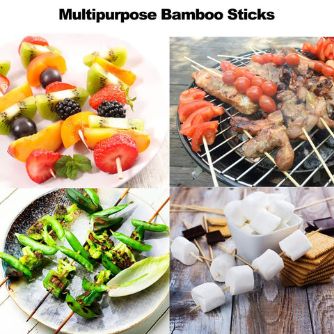 200 Pack Bamboo Skewers 12 Inch Wooden Kabob Sticks for appetizers and grilling, fruit, kebabs, mini burgers, and cocktail picks