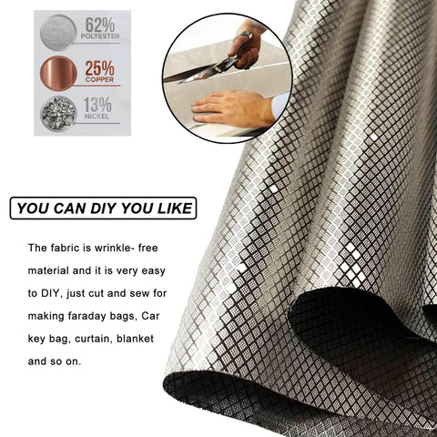 Faraday Shield Fabric For EMF Protection That Blocks WiFi RF GPS And RFID Signals With Copper Nickel Polyester Blend in use