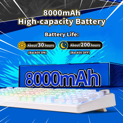Badass Wireless Mechanical Keyboard With Triple Mode Connectivity And A Massive 8000mAh Battery featuring multi-colored backlighting.
