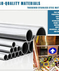 Hella Sturdy Stainless Steel Self Closing Swing Gate For Storefronts With Slick Auto Spring Feature close-up of thickened stainless steel tubes.