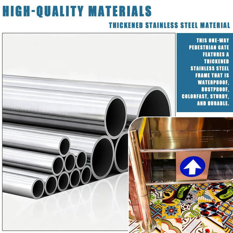Hella Sturdy Stainless Steel Self Closing Swing Gate For Storefronts With Slick Auto Spring Feature close-up of thickened stainless steel tubes.