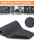 Cut To Fit Waterproof Door Mat Roll With Rubber Lining For Indoor Outdoor Use In Wet Weather Great For Entryway Kitchen Bathroom Garage DIY Projects 24 By 197 Inches Gray showing polyester material, easy cleaning, machine washable, quick drying features