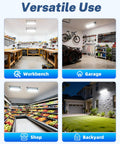 Two Pack 100W LED Shop Lights 14000 Lumens 6000K Daylight Plug In Garage Lights With 6 Foot Power Cord IP66 Waterproof
