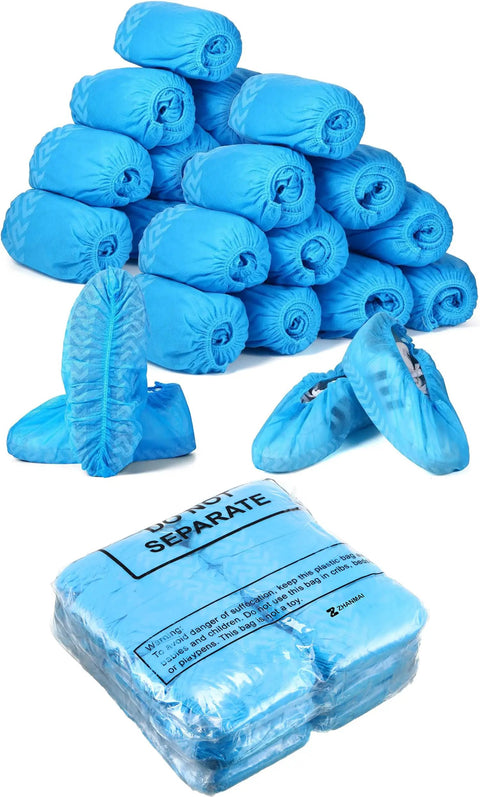 300 Pack Disposable Shoe Covers Non Slip Heavy Duty Booties For Indoors Contractors Breathable Waterproof 35 GSM Nonwoven