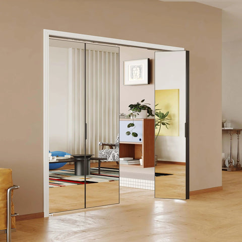 1 Lite Mirror Bifold Closet Doors With Sliding Hardware Kit Aluminum Alloy Folding Doors For Bedroom 36 Inch By 80 Inch Openings