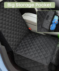 Waterproof Front Seat Cover For Dogs 2 Pack Pet Seat Protector With Side Flaps, black material with large storage pocket.