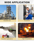 Collage of industrial, household, scientific, and high-temperature applications for PT100 RTD Temperature Sensor Probe