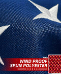 Close-up of Durable Outdoor American Flag 3x5 Ft Tearproof Heavy Duty Spun Polyester with fade-resistant embroidered stars.