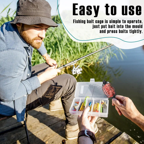 Angler using 10 Pack Spring Fishing Feeder Bait Cage Holder For Carp And Bream Tackle Method by river