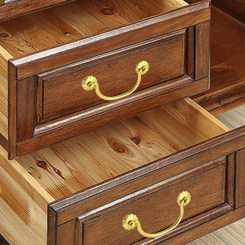Wooden drawers with 6 Piece Brass Cabinet Pulls Vintage Gold Handle With 80mm Hole Centers Traditional Bail Style Hardware