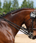 Horse with Genuine Leather Number Holders for Bridle or Saddle Pad Two Pack with Built in Clip Easy 3 Digit Change System