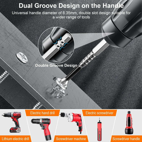 Front view: 12-piece magnetic screwdriver drill bit set with double-groove handle, Amazon brand.