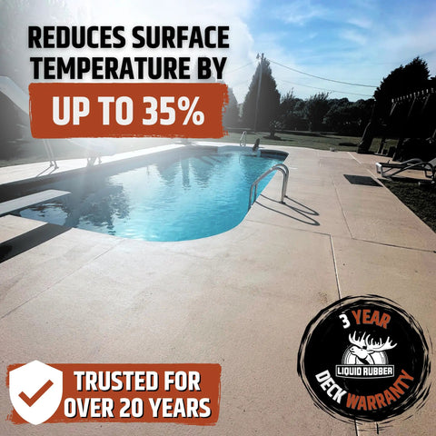 Poolside concrete deck coated with Cool Foot Deck Coating Solar Reflective Paint That Lowers Surface Temperatures Up To 35 Percent