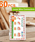 Lever Wire Connectors Kit 60 Pieces With 2 Port 3 Port 4 Port 5 Port Push In Wire Nuts For AWG 28 12 in storage box