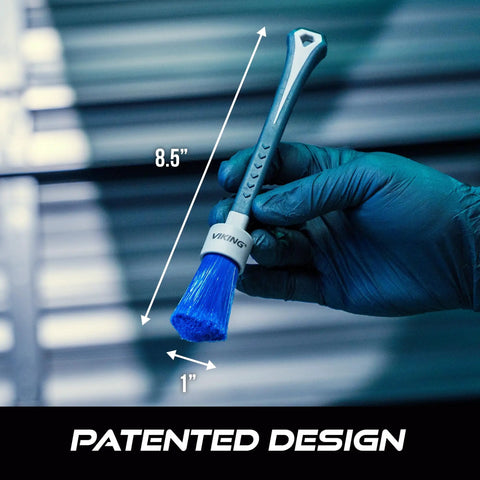 Ergonomic Lug Nut Cleaning Brush For Wheels And Rim Detailing Long Soft Bristles That Conform To Recessed Areas Grey 8.5 Inch By 1 Inch Rubber Gripped Handle Slick Car Detailing Tool, blue bristles