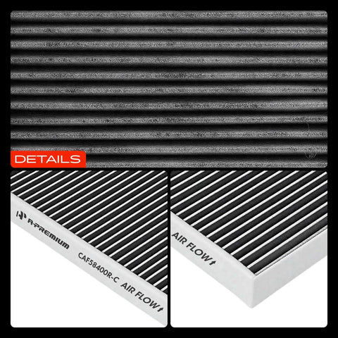 Activated Carbon Cabin Air Filter For Volvo XC60 XC90 S60 S80 V60 V70 XC70 V60 Cross Country And Land Rover with close-up details