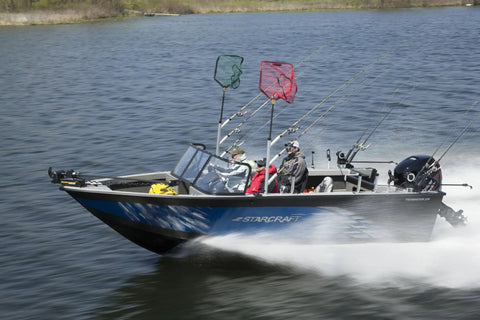 Boat Track System Kit With 4 Adjustable Rod Holders And 2 17 Inch Tracks For Your Fishing Rig On The Deck Ratcheting Rod Holders With 5 Vertical Positions And 70 Degree Horizontal Rotation Egg Base Made In USA on a fishing boat deck