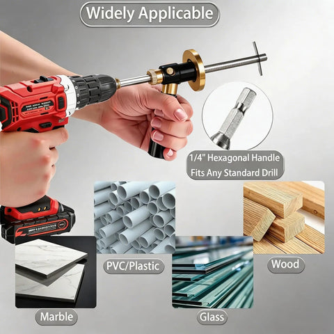 Inside Pipe Cutter For PVC Pipe With One Press Adjustable Depth From 0.4 To 7 Inches, Flush Cut Tool With Diamond Wheel, Fits PVC ABS And More Pipe Sizes, 1/4 Inch Hex Shank For Drill And Impact Driver used with drill