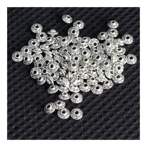 100 Pcs 6 mm Antique Silver Flying Saucer Spacer Beads European Style Metal Beads For Jewelry Making, Bracelets And Necklaces