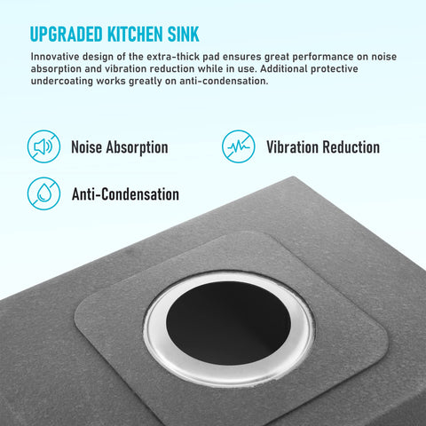 Prep Ready 15 Inch Workstation Sink Drop In Or Undermount 15x15 Inch Single Bowl 18 Gauge Stainless Steel features noise absorption and anti-condensation.