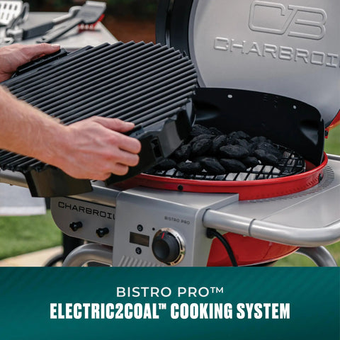 3-In-1 Dual Fuel Outdoor Grill And Griddle With Electric And Charcoal Modes Pro Bistro Style Cooker red finish being assembled