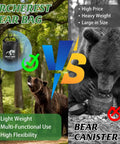 Waterproof 10L Bear Bag Hanging Kit in tree compared to bear canister
