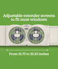 Manual Window Fan With Dual 3 Blade Fans Reversible Intake And Exhaust Multispeed Control Expandable Side Panels