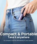 Electric Nail Drill Cordless Led Screen 25 Speeds Lightning Fast Manicures Pedicures shown in pocket for easy portability.